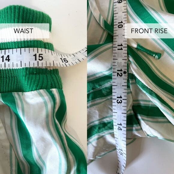 ANTHROPOLOGIE Silky Stripe Bermuda Boxer Shorts in Green Cream  Size M - Picture 10 of 11